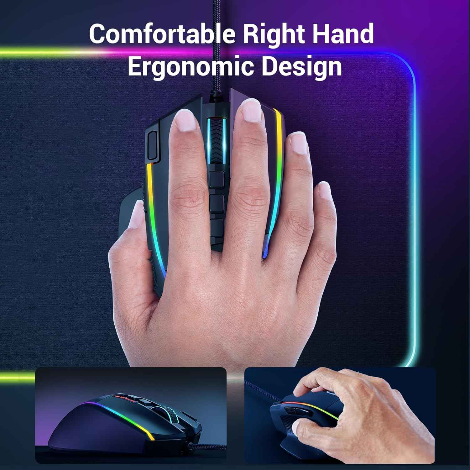 Redragon M915 Gaming Mouse, Wired Gaming Mouse 26,000 Dpi Opitacl Sensor,