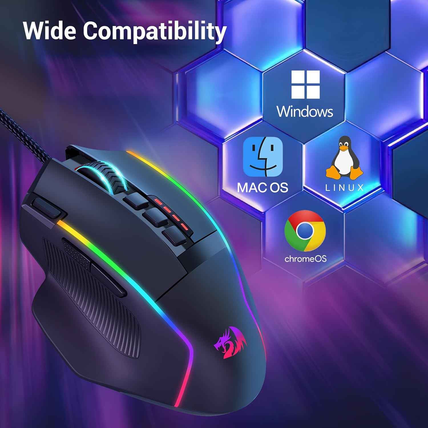 Redragon M915 Gaming Mouse, Wired Gaming Mouse 26,000 Dpi Opitacl Sensor,