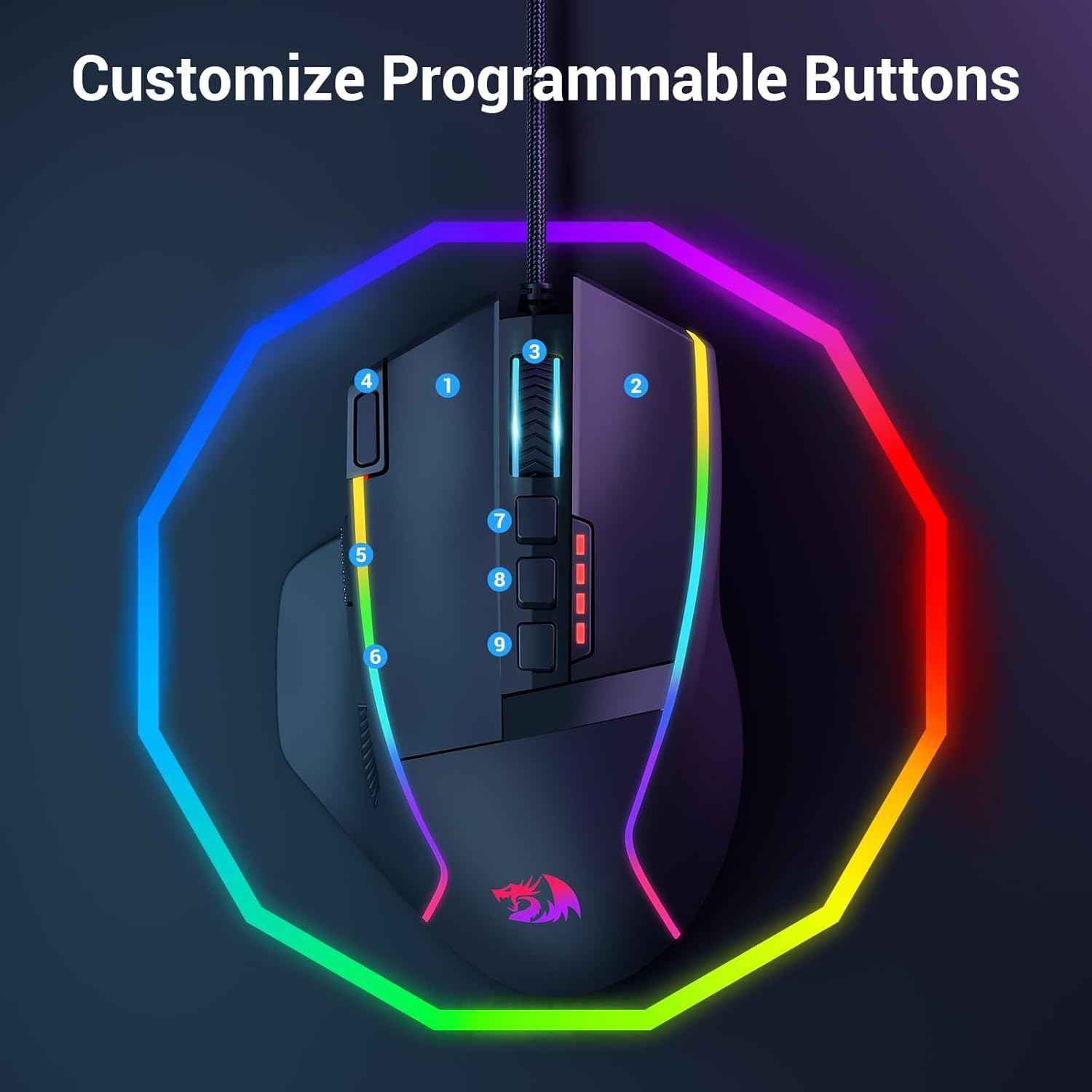 Redragon M915 Gaming Mouse, Wired Gaming Mouse 26,000 Dpi Opitacl Sensor,