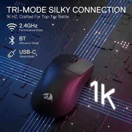Redragon m916 gaming mouse - k1ng lit 1k hz 3-mode wireless gaming mouse - mouse