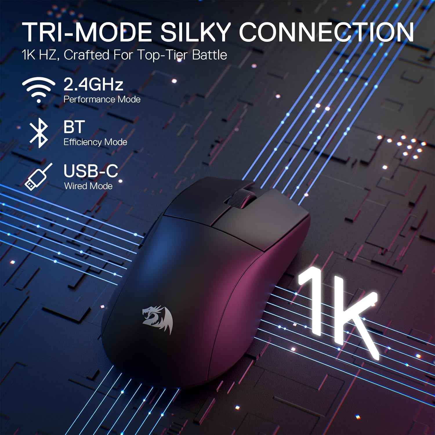 Redragon M916 Pro 3-mode Wireless Gaming Mouse 4k (26000 Dpi)