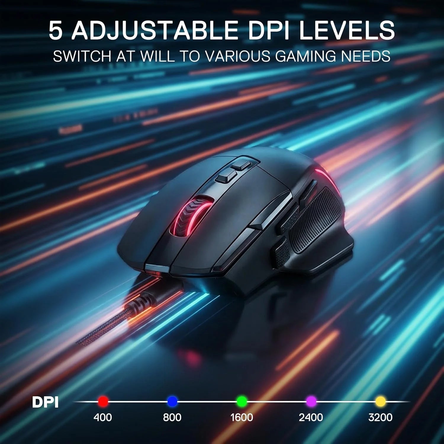 Redragon m925 wired gaming mouse 24,000 max dpi optical gaming mouse with 10 programmable buttons ergonomic natural