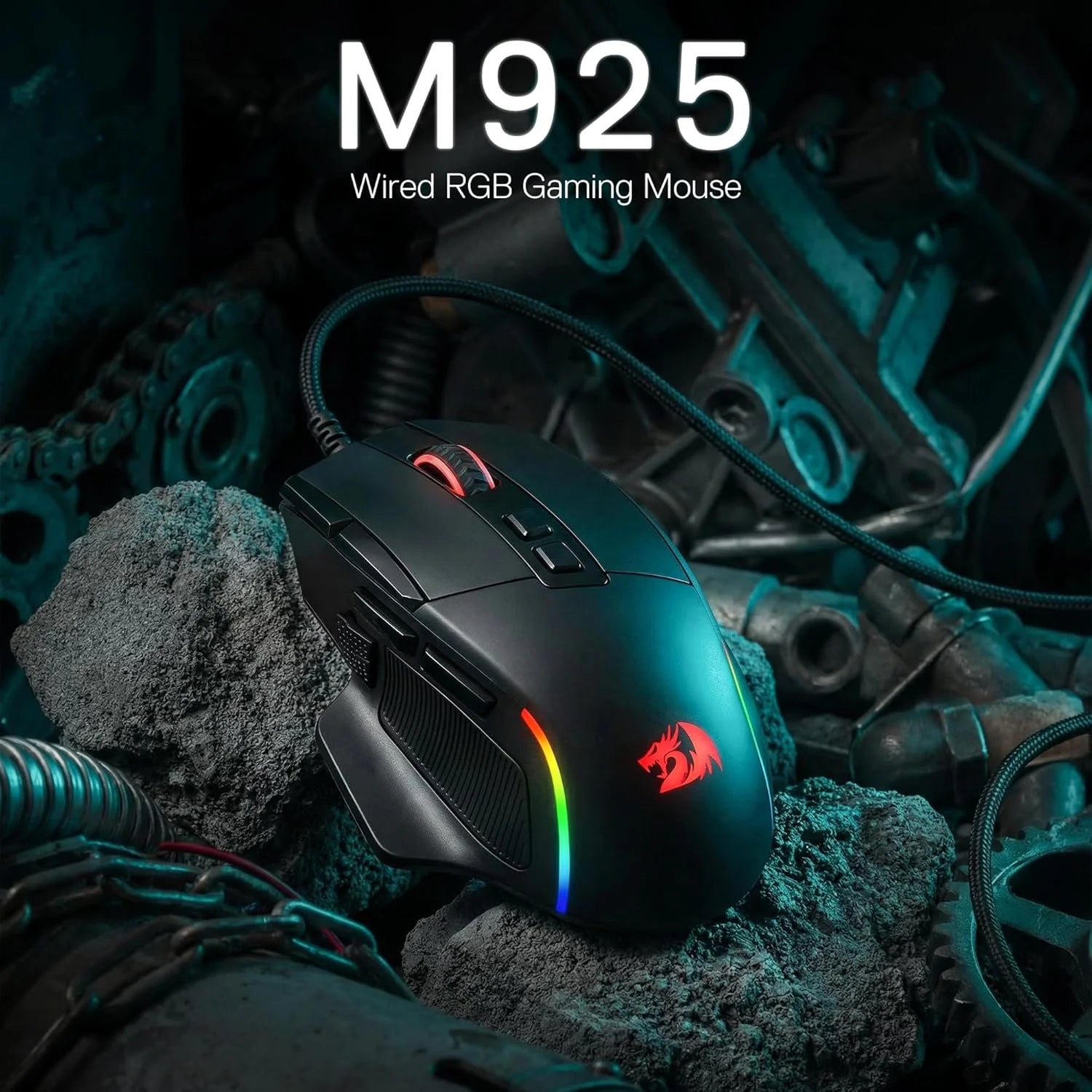 Redragon m925 wired gaming mouse 24,000 max dpi optical gaming mouse with 10 programmable buttons ergonomic natural