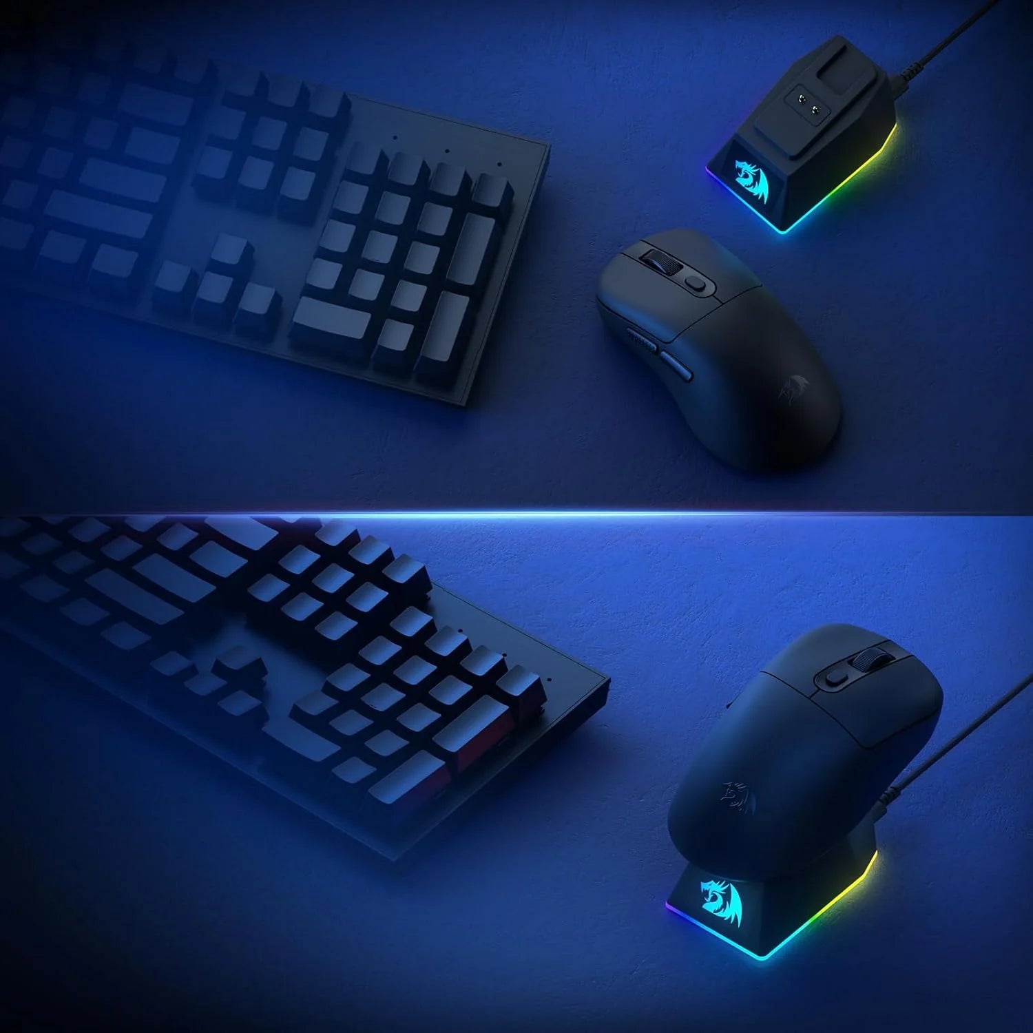 Redragon m998 lightweight wireless gaming mouse with rgb magnetic charging dock bt/2.4g wireless/wired optical mice