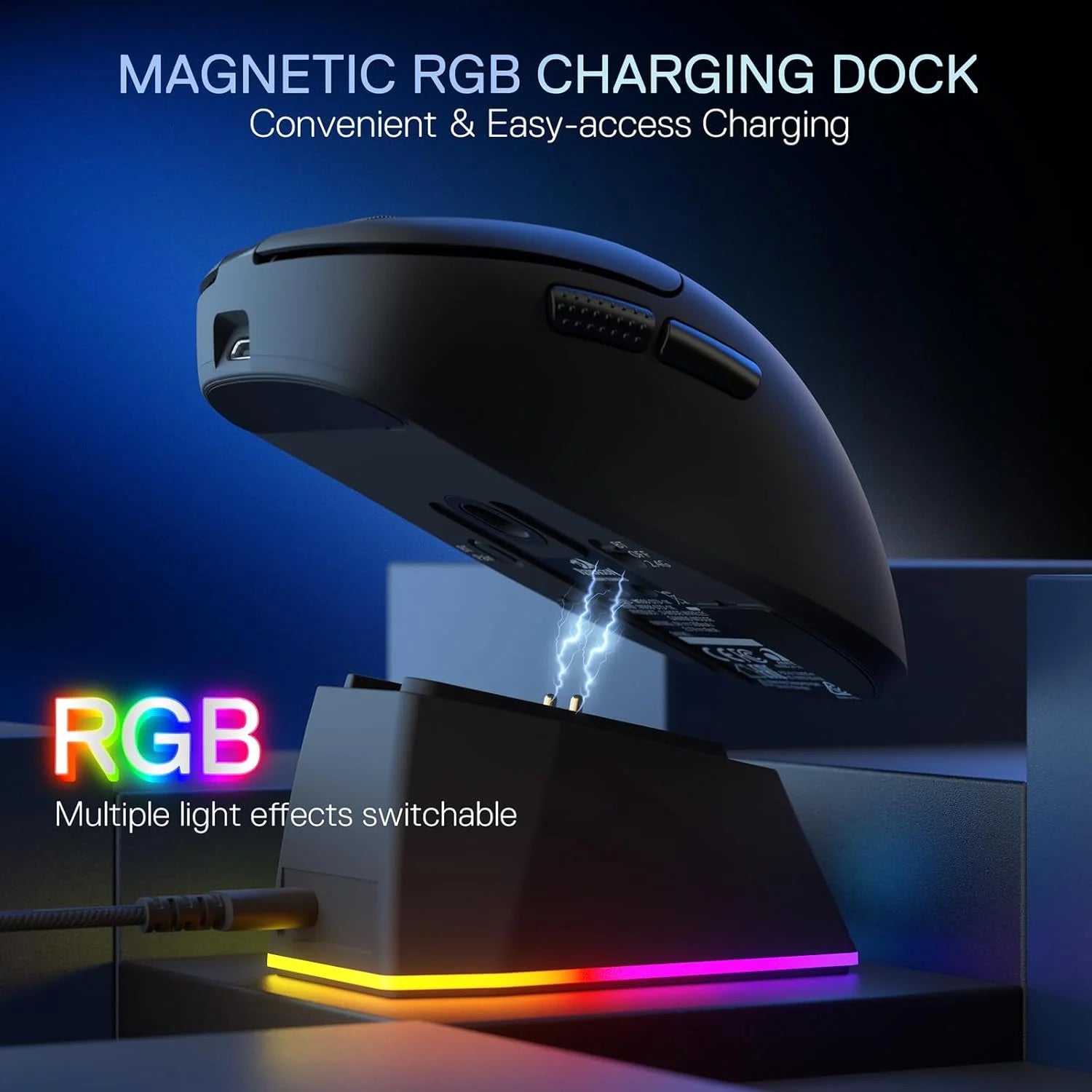 Redragon m998 lightweight wireless gaming mouse with rgb magnetic charging dock bt/2.4g wireless/wired optical mice