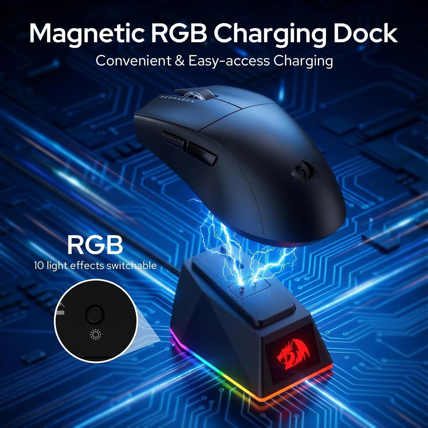 Redragon m999 wireless gaming mouse with stand 45000 dpi