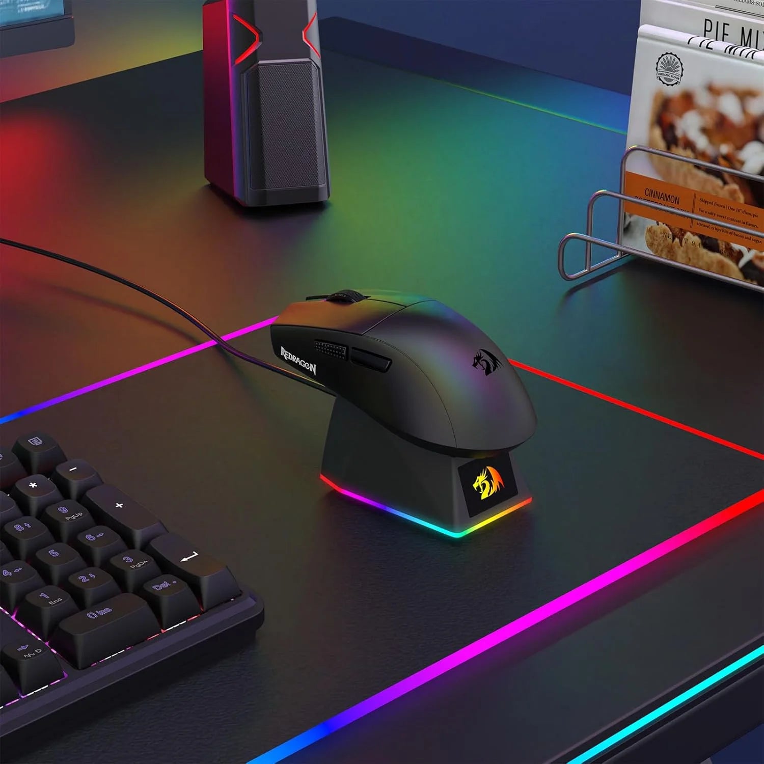 Redragon m999 wireless gaming mouse with stand 45000 dpi