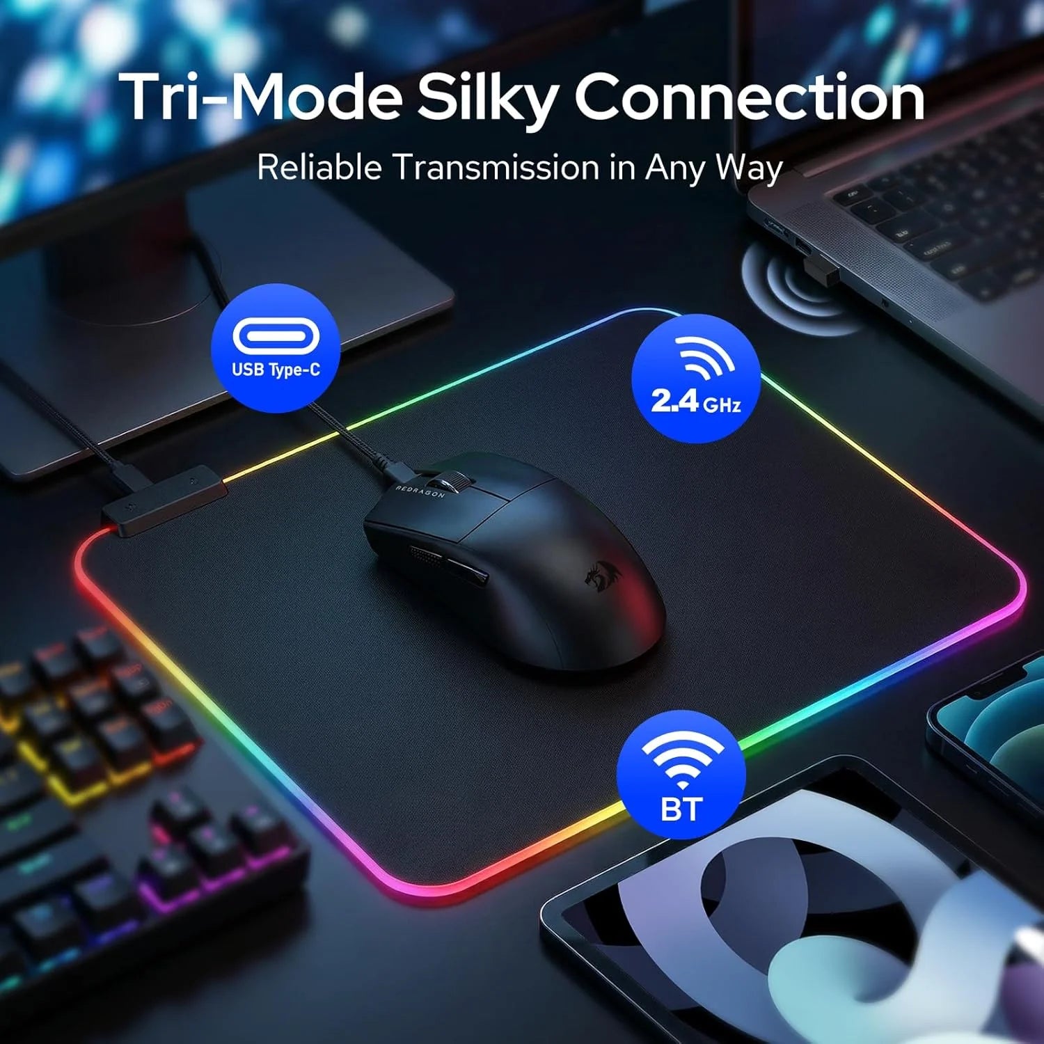 Redragon m999 wireless gaming mouse with stand 45000 dpi