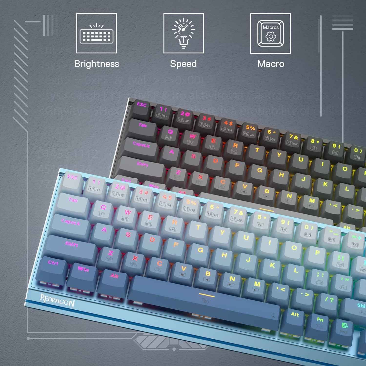 Redragon Shaco K641 Pro 65% Aluminum Rgb Mechanical Keyboard, 3-mode 68 Keys