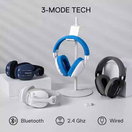 Redragon Skuld Pro H878 3-mode Wireless White Led Gaming Headset