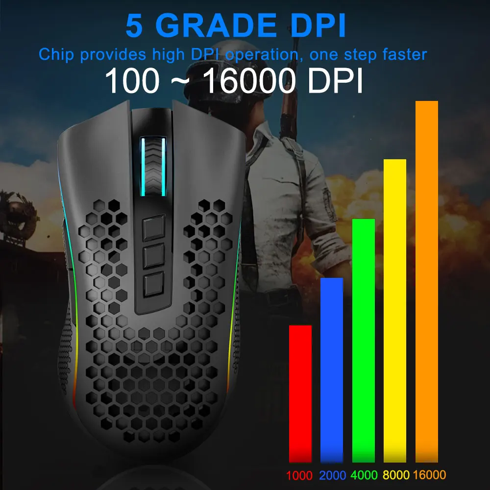 Redragon storm pro m808 gaming mouse - rgb usb 2.4g wireless gaming mouse - mouse