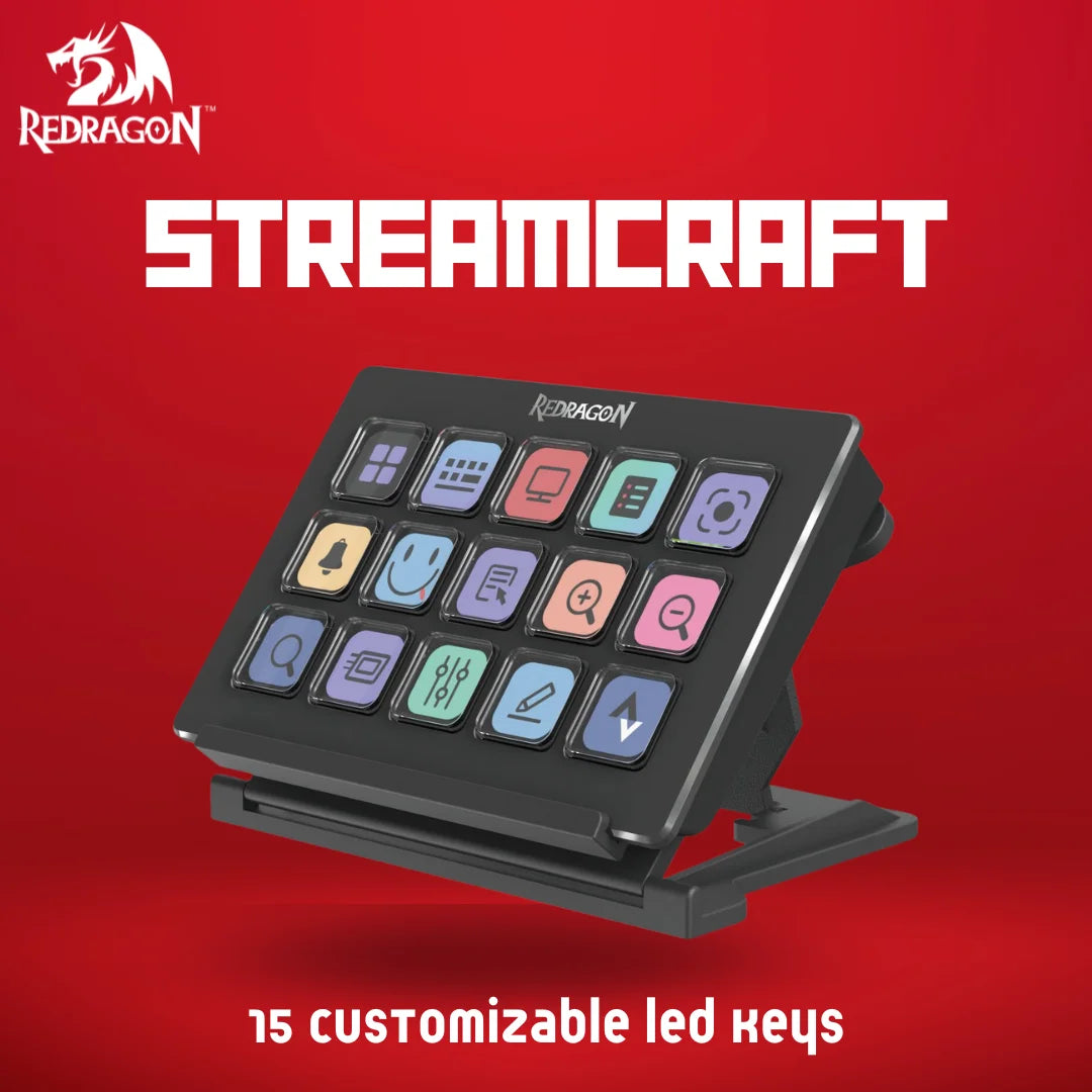 Redragon streamcraft 15 led keyboard with customizable led keys - streaming