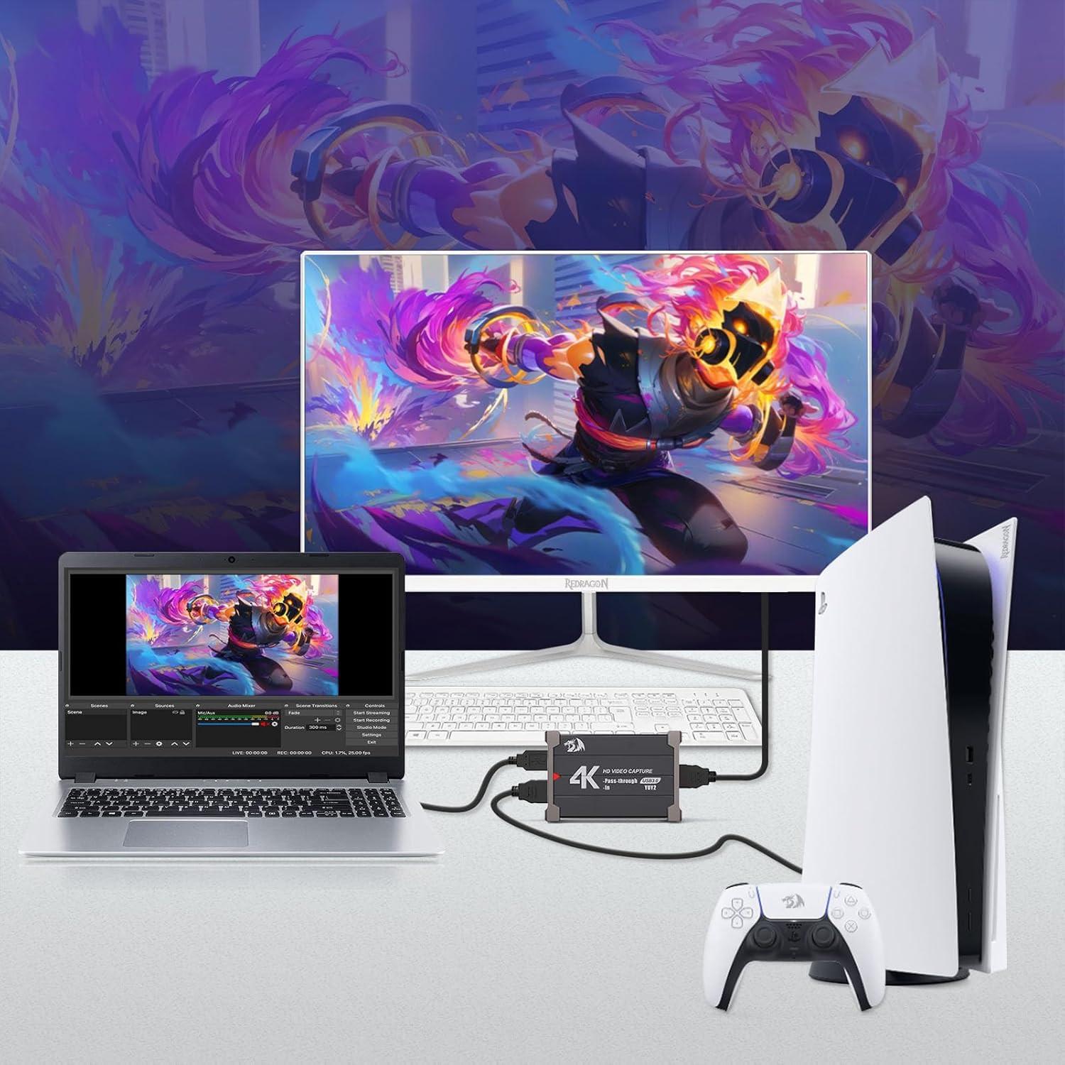 Redragon VC321 4K Video Capture Card, USB 3.0 1080p 60fps Video Capture.