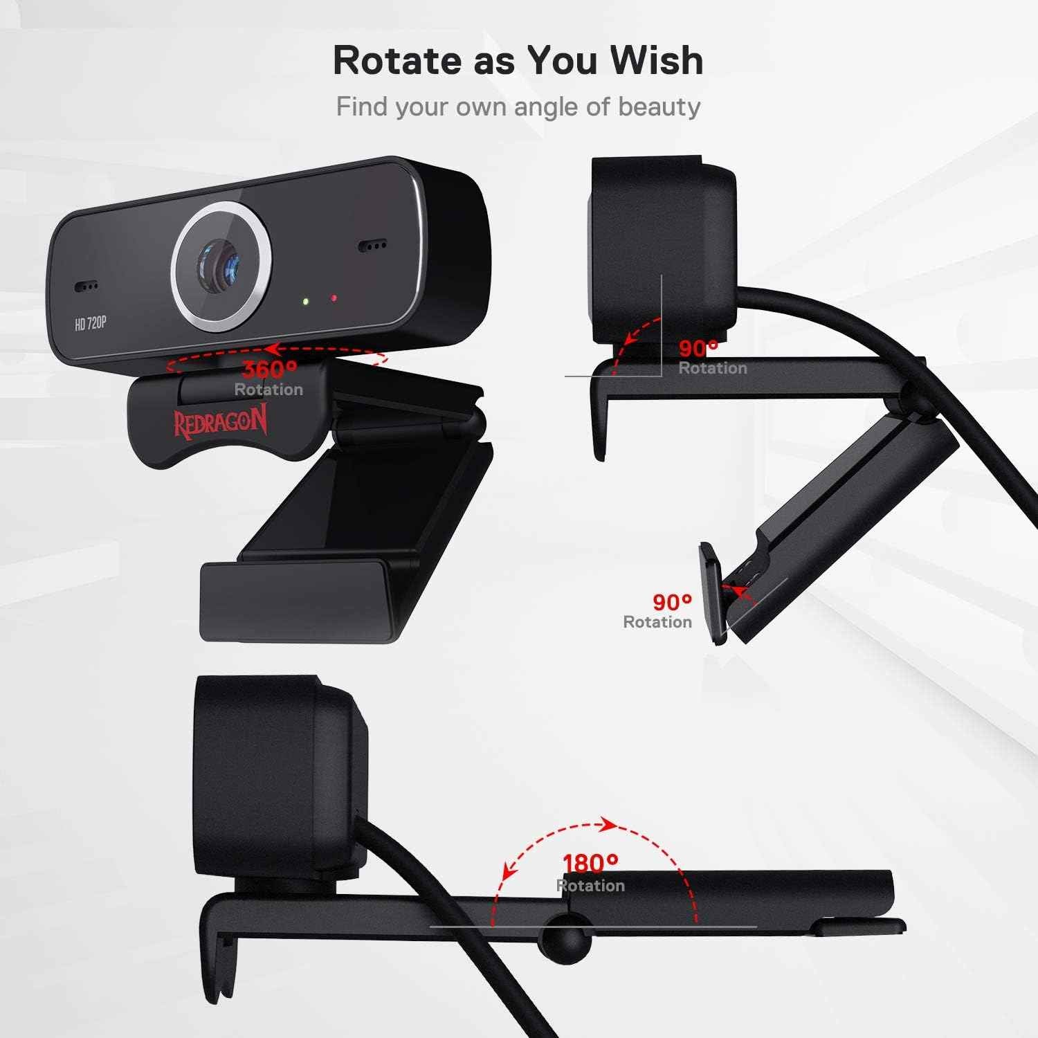 Redragon Webcam Gamer and Streamer Fobos 2 720p Gw600-1, Black