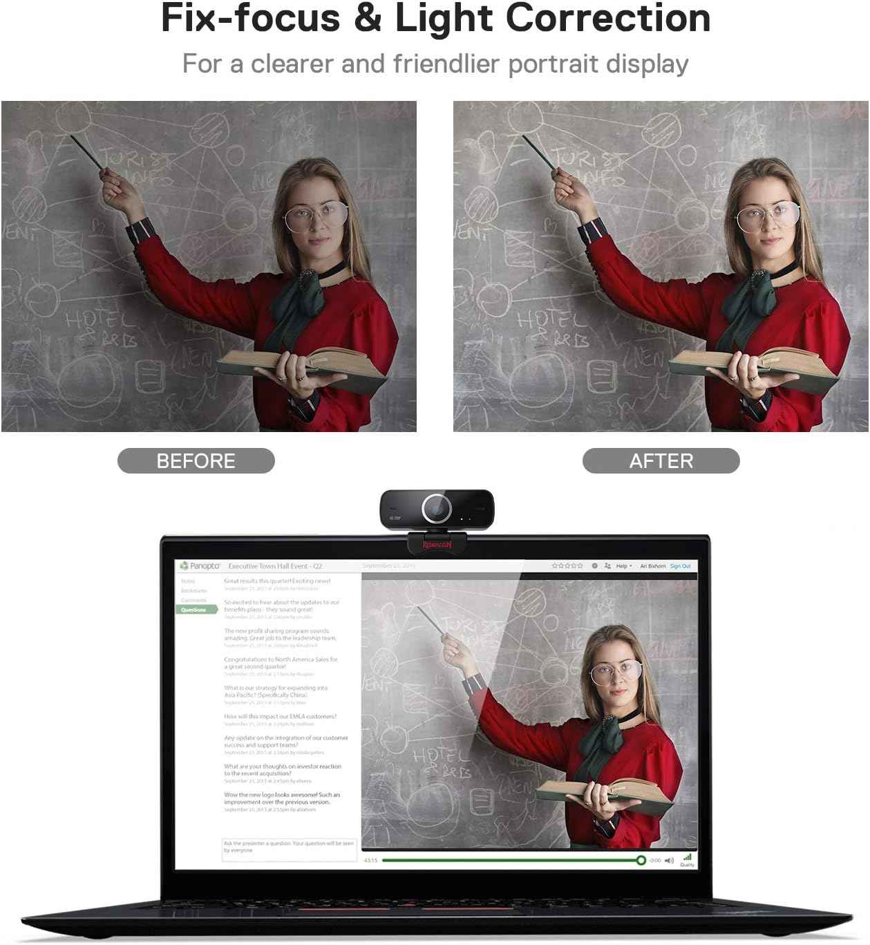 Redragon Webcam Gamer and Streamer Fobos 2 720p Gw600-1, Black