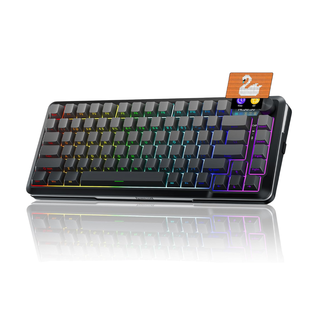 Redragon Wireless Mechanical Keyboard, Gasket Rgb Gaming Keyboard with Screen &