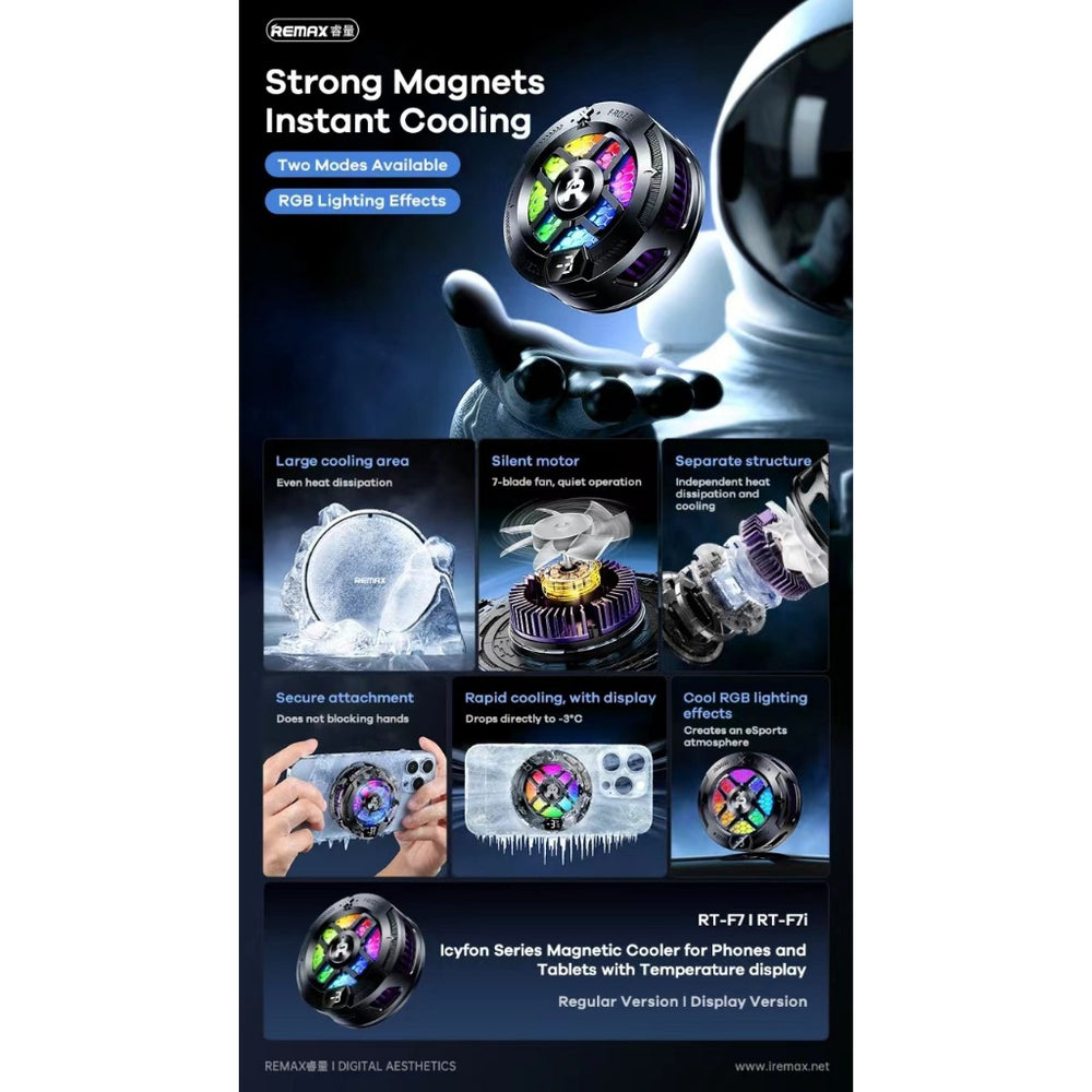 Remax Rt-f7i Series Clamp Phone Cooler Black - Gameonjo