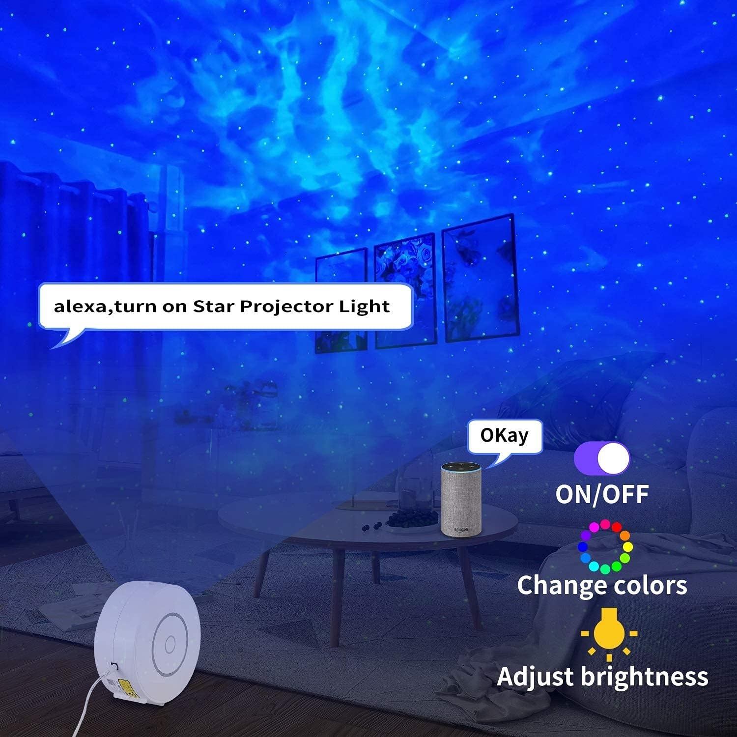 Smart Galaxy Projector Compatible with Alexa & Google Home - Gameonjo