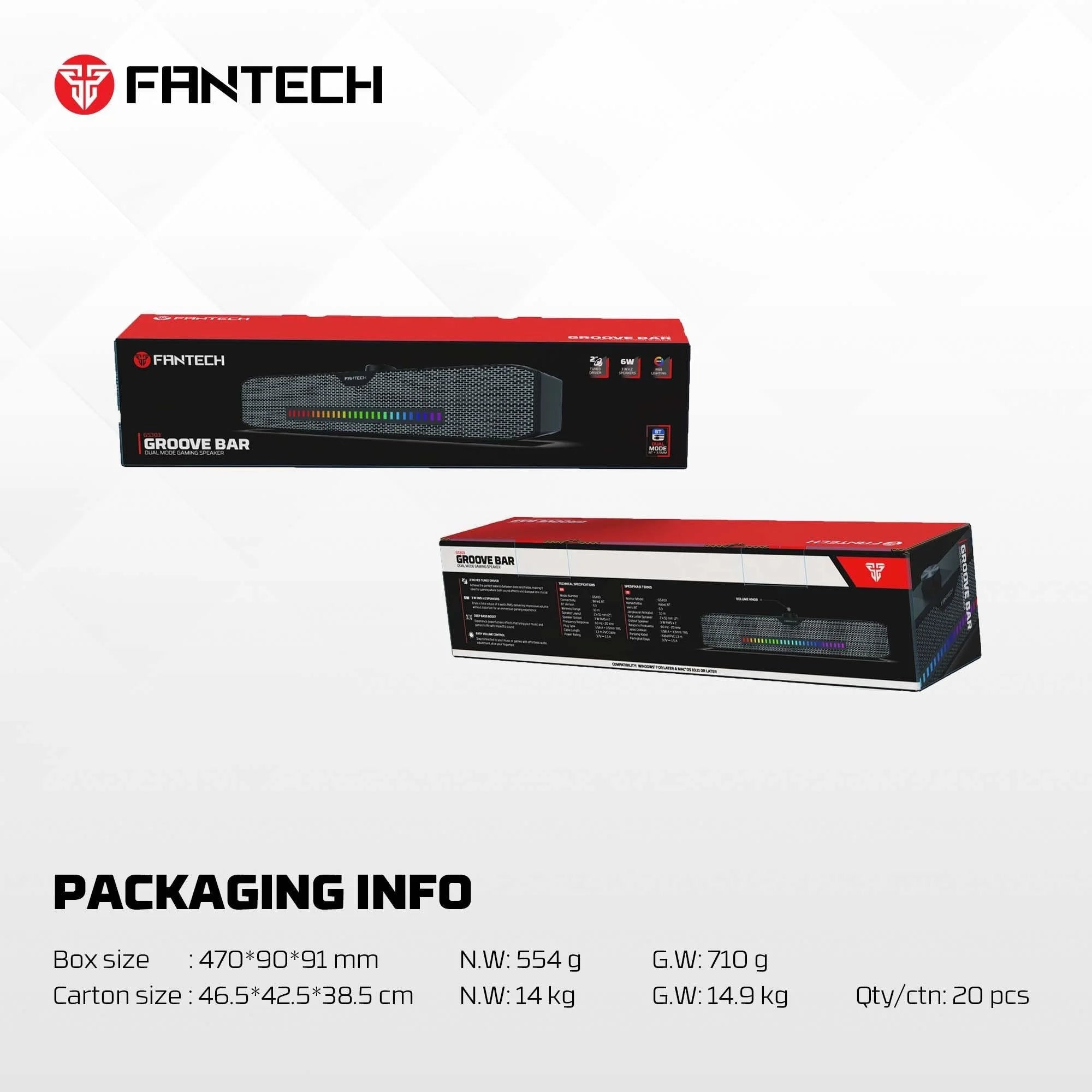 Fantech gs303 gaming speaker with dual mode rgb lighting - audio | speakers