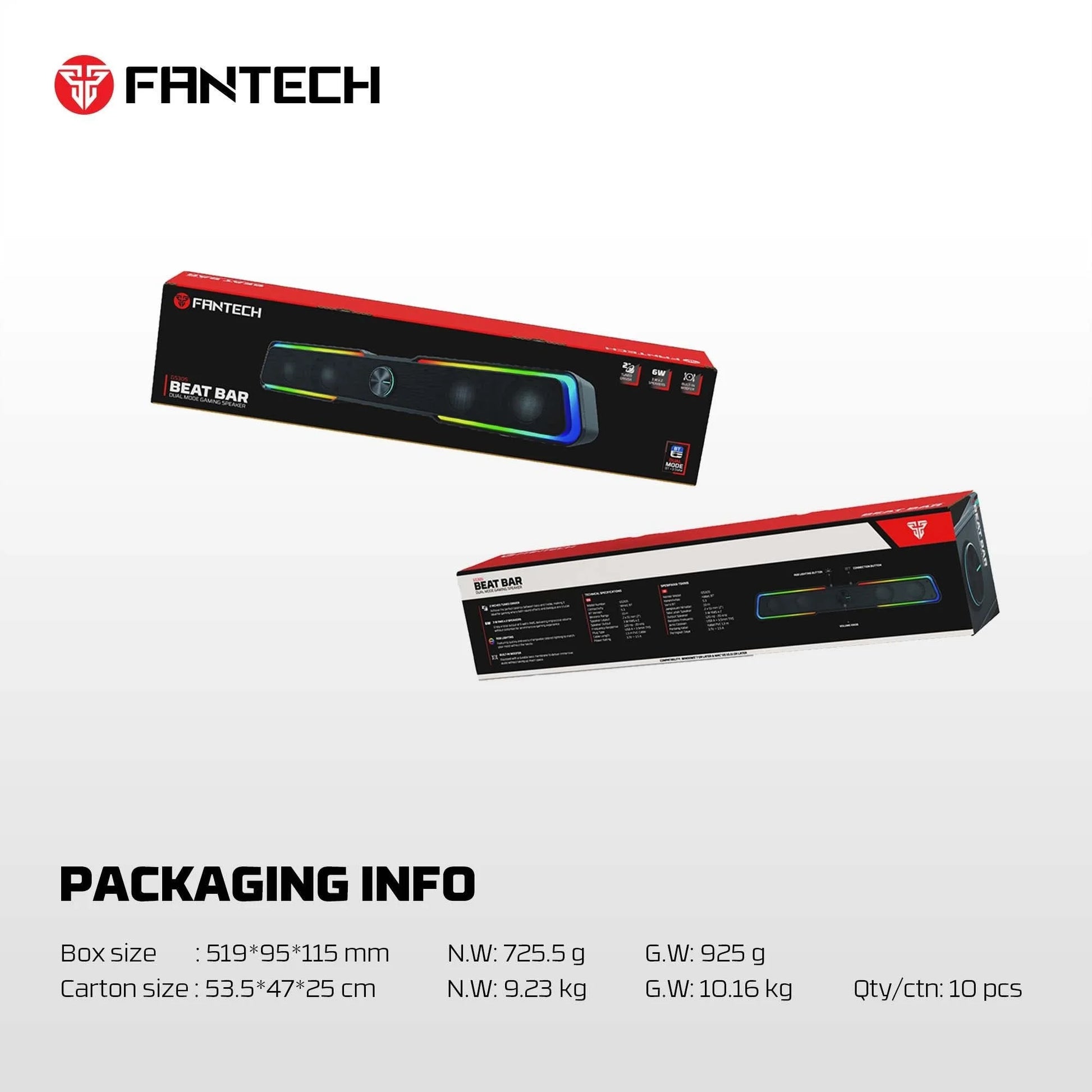Fantech gs305 bluetooth gaming speaker with dual mode rgb lighting soundbar - audio | speakersf