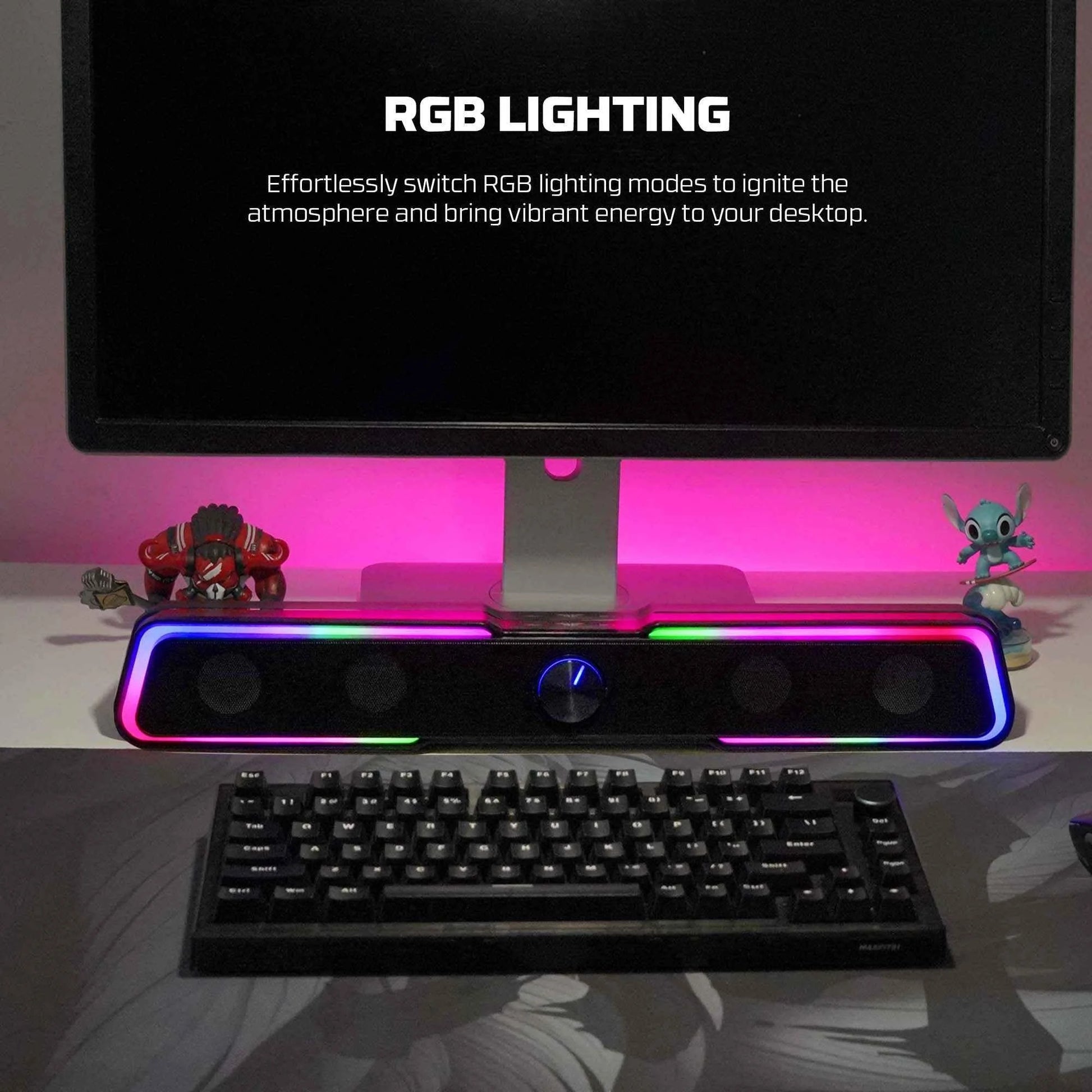 Fantech gs305 bluetooth gaming speaker with dual mode rgb lighting soundbar - audio | speakersf