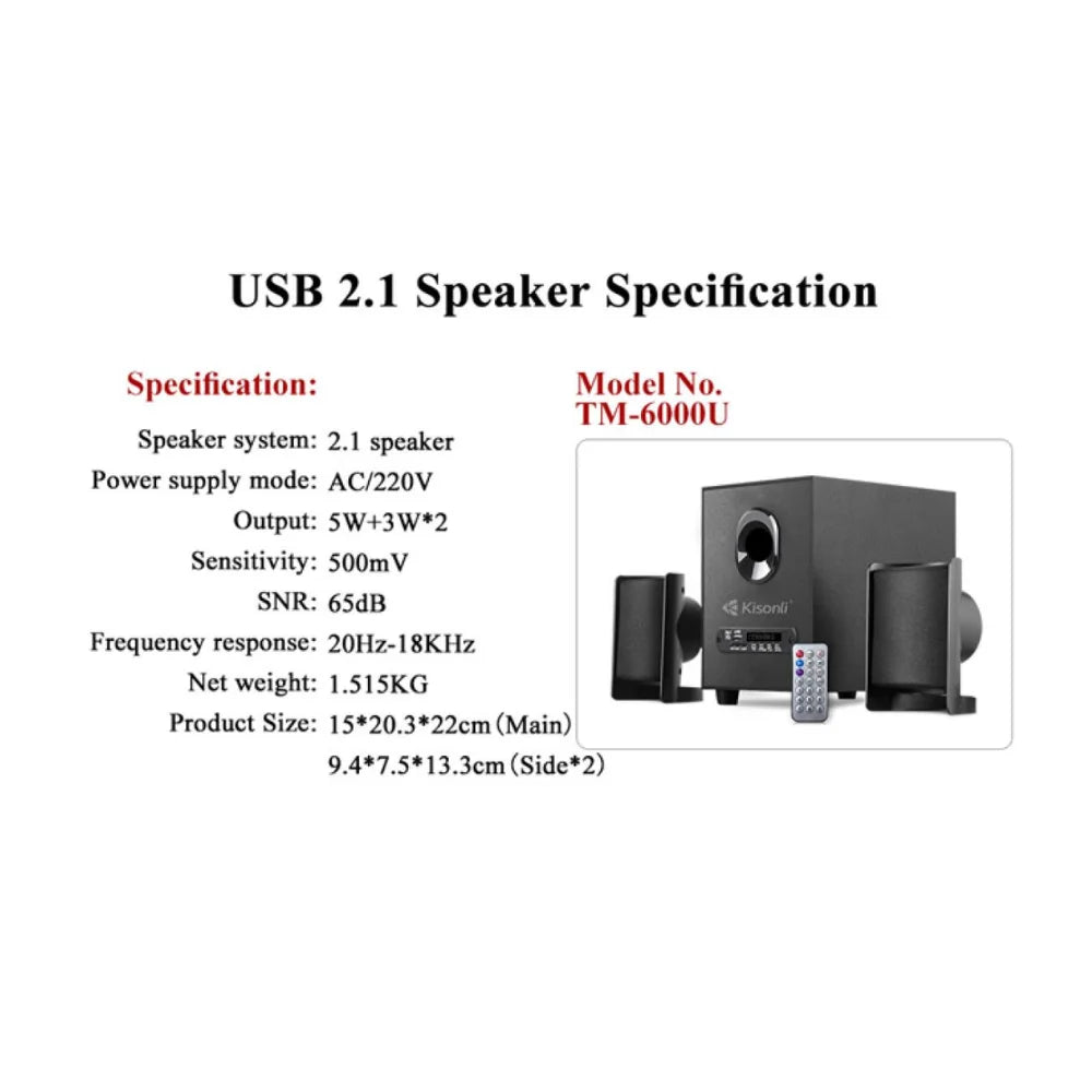 Kisonli tm-6000u home theater speakers - creative 2.1 acoustic energy system - audio | speakers
