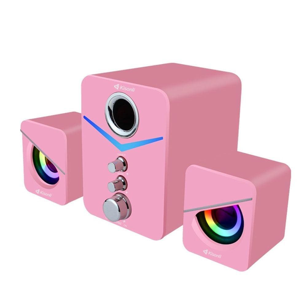 Kisonli u-3100 multimedia speakers - 2.1-channel sound system - pink - audio | speakers