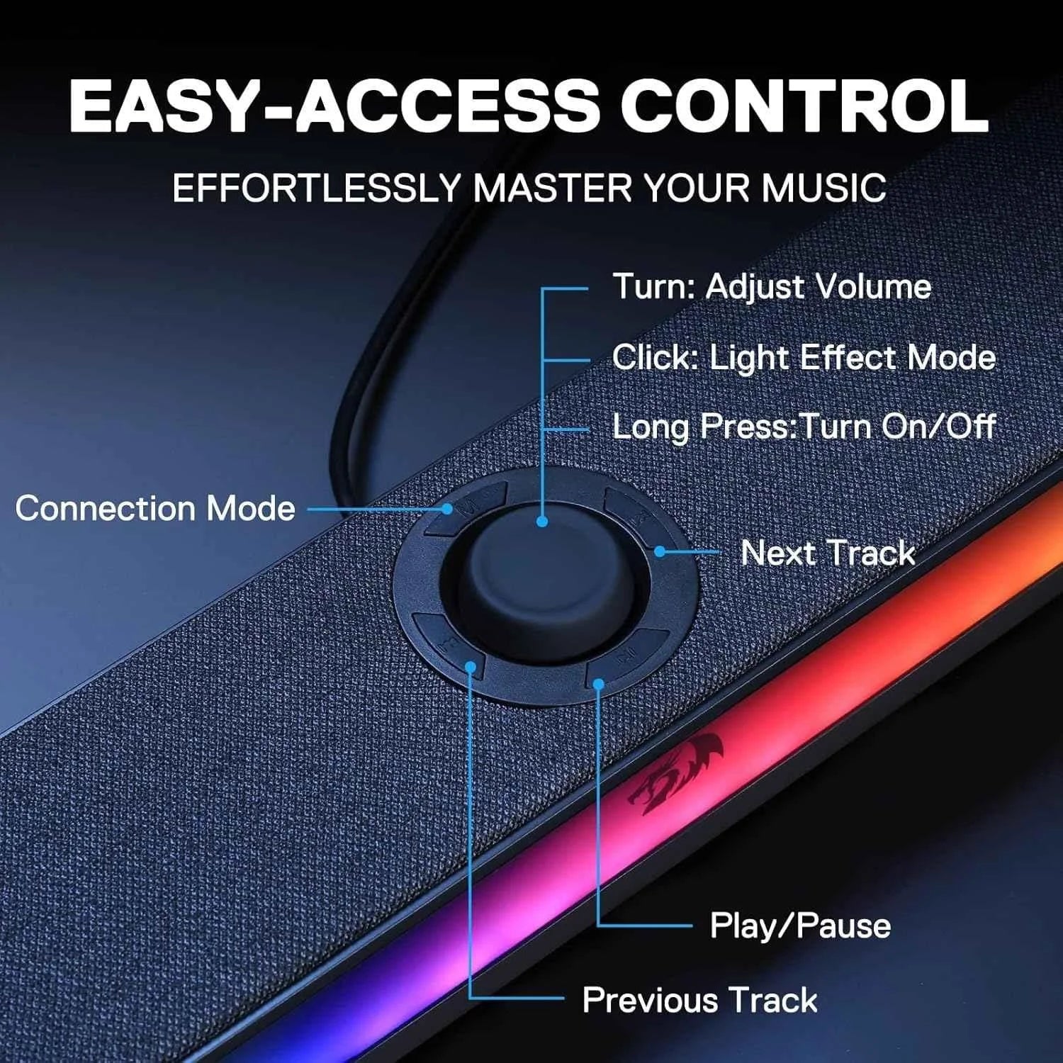 Redragon gs515 rgb soundbar - 2.0 channel stereo computer speakers for enhanced audio experience - audio | speakers