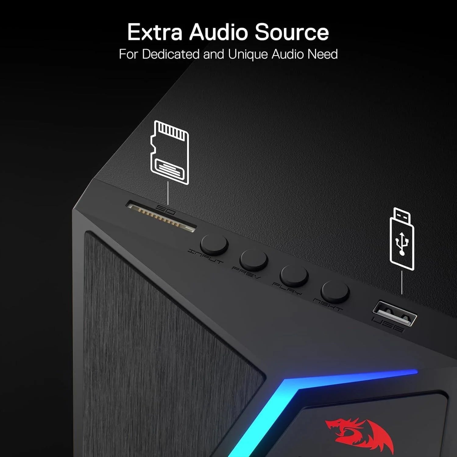 Redragon gs520 pro gaming speakers with subwoofer - 2.1 channel rgb audio system