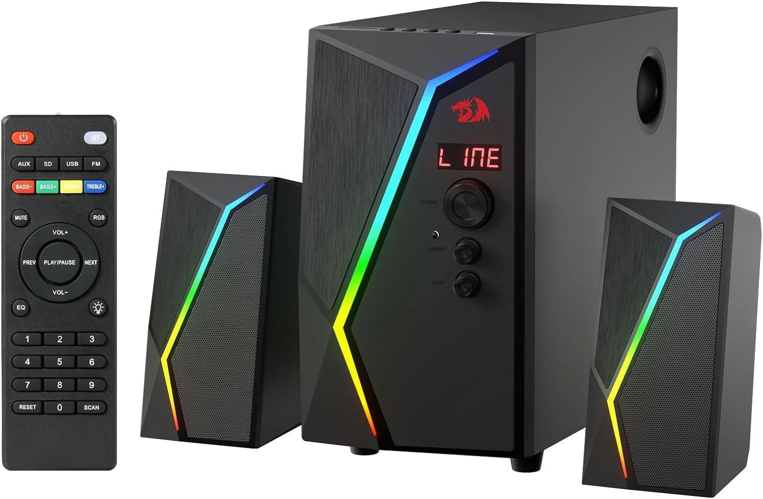 Redragon gs520 pro gaming speakers with subwoofer - 2.1 channel rgb audio system