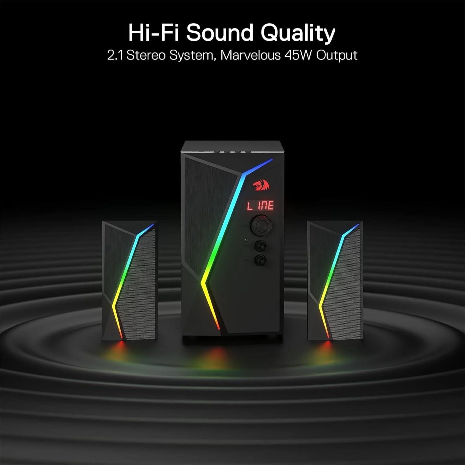 Redragon gs520 pro gaming speakers with subwoofer - 2.1 channel rgb audio system