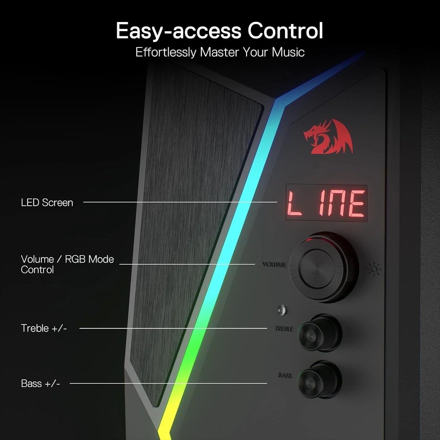 Redragon gs520 pro gaming speakers with subwoofer - 2.1 channel rgb audio system