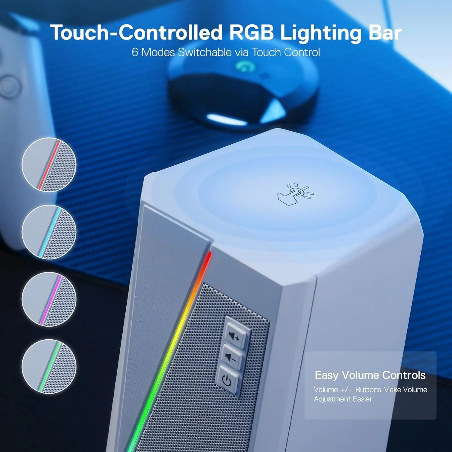 Redragon gs520 rgb desktop speakers white - superior sound and style