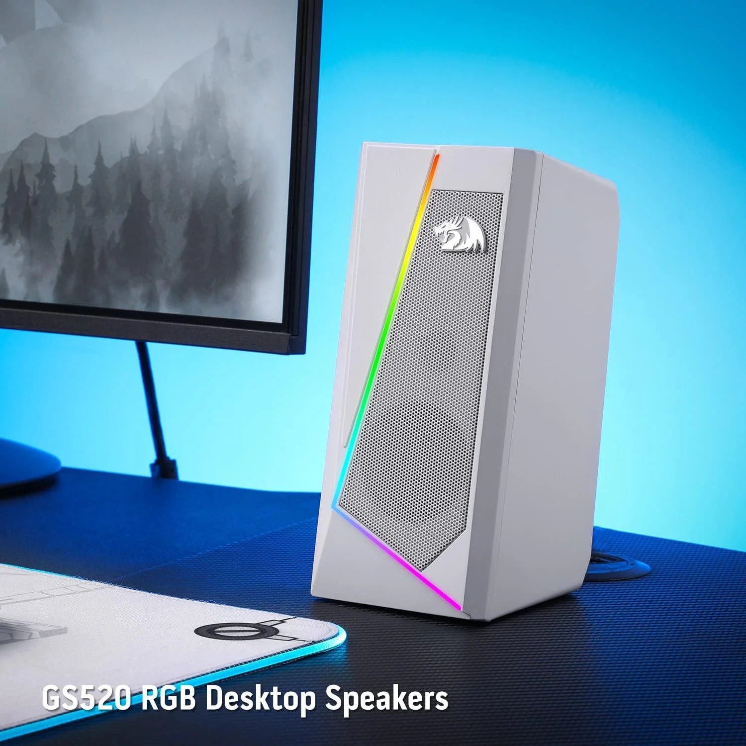 Redragon gs520 rgb desktop speakers white - superior sound and style