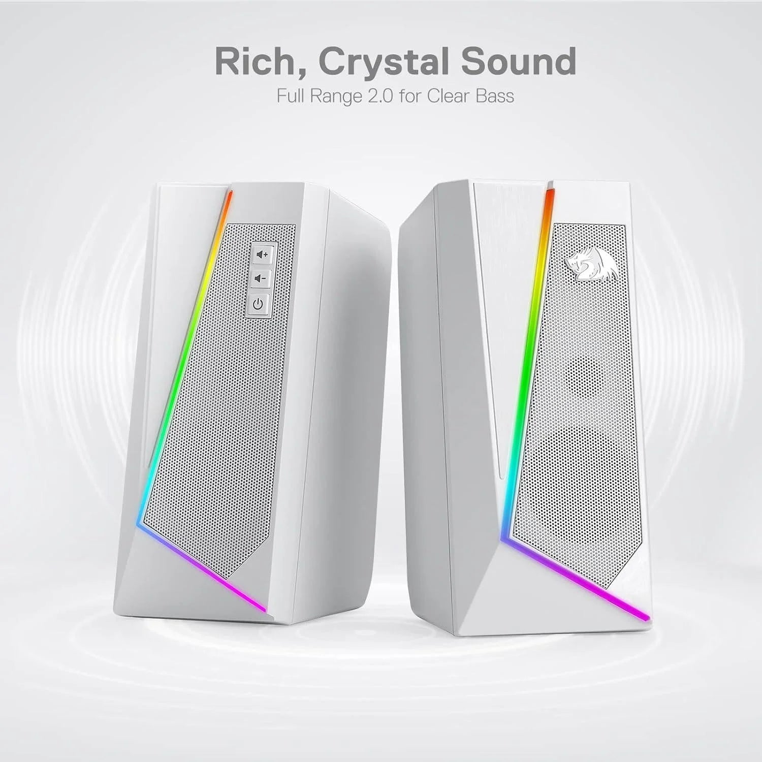 Redragon gs520 rgb desktop speakers white - superior sound and style