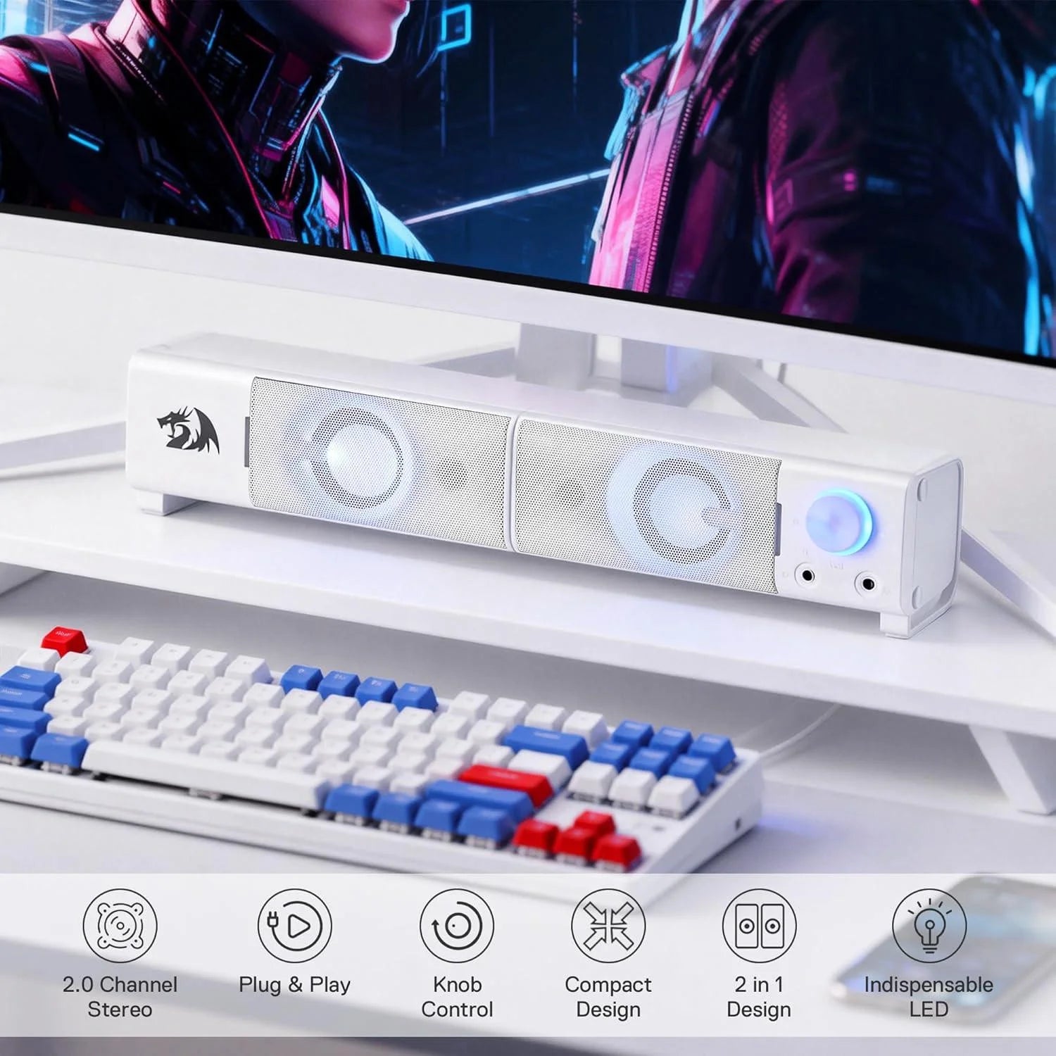 Redragon gs550 pc gaming speakers 2.0 channel desktop - audio | speakers