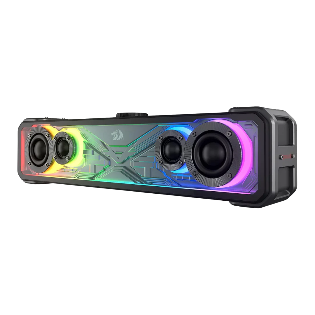 Redragon gs817 rgb desktop soundbar 2.0 channel stereo speakers for desktop w/massive 30w max power touch-control
