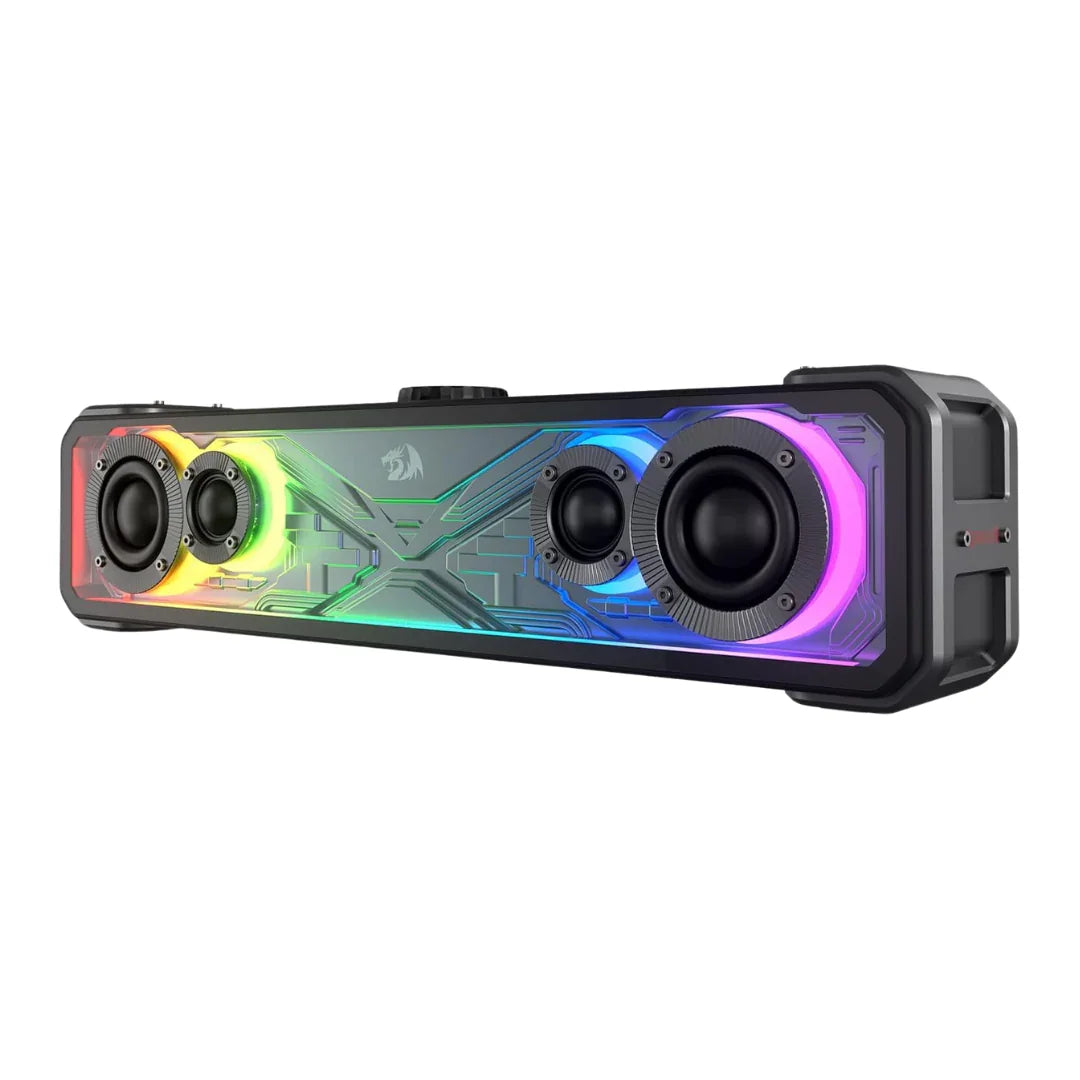 Redragon gs817 rgb desktop soundbar 2.0 channel stereo speakers for desktop w/massive 30w max power touch-control