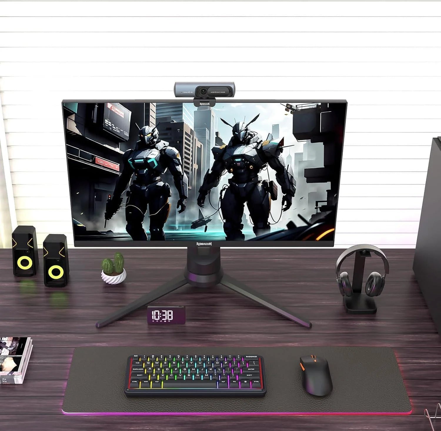 Redragon gw911 4k webcam for pc ultra hd with dual noise-cancelling mic - streaming