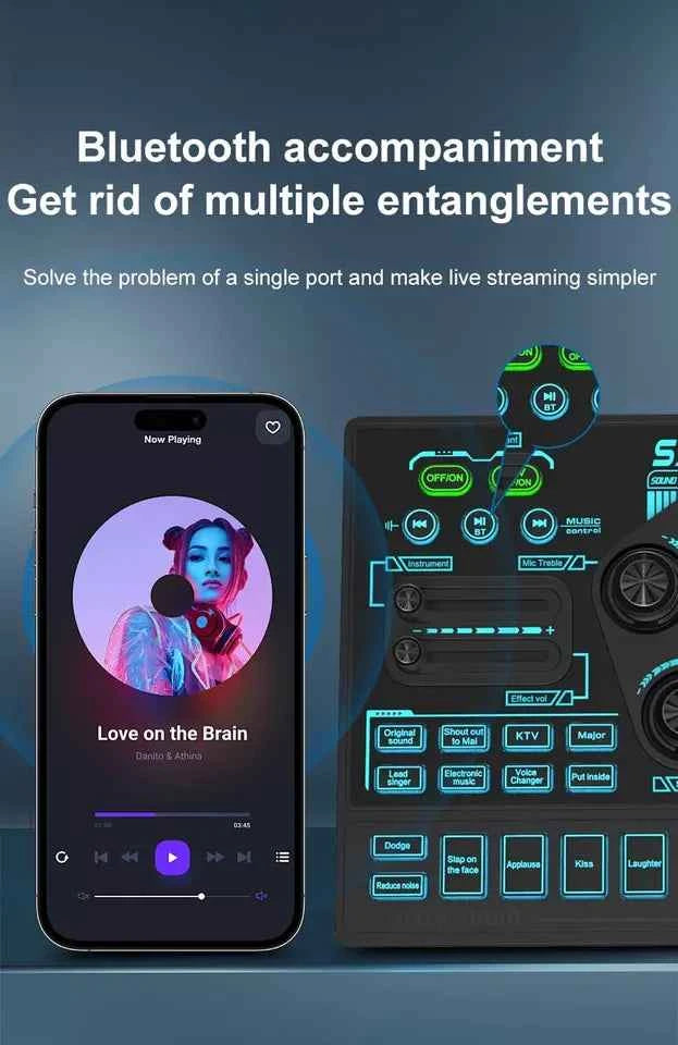 Sx91 48v Audio Mixer with Voice Changer,podcast Mixer,sound Card for Phone