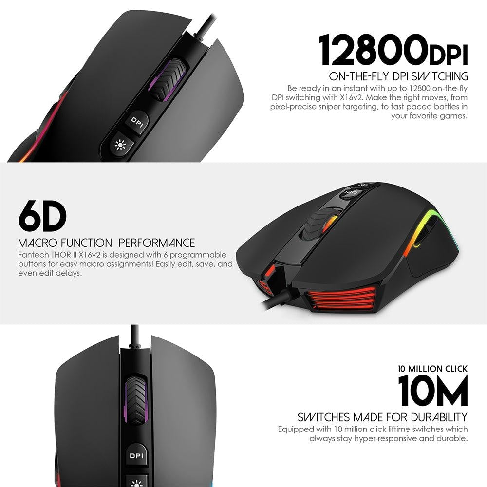 Thor Ii X16 V2 Macro Rgb Gaming Mouse - Gameonjo