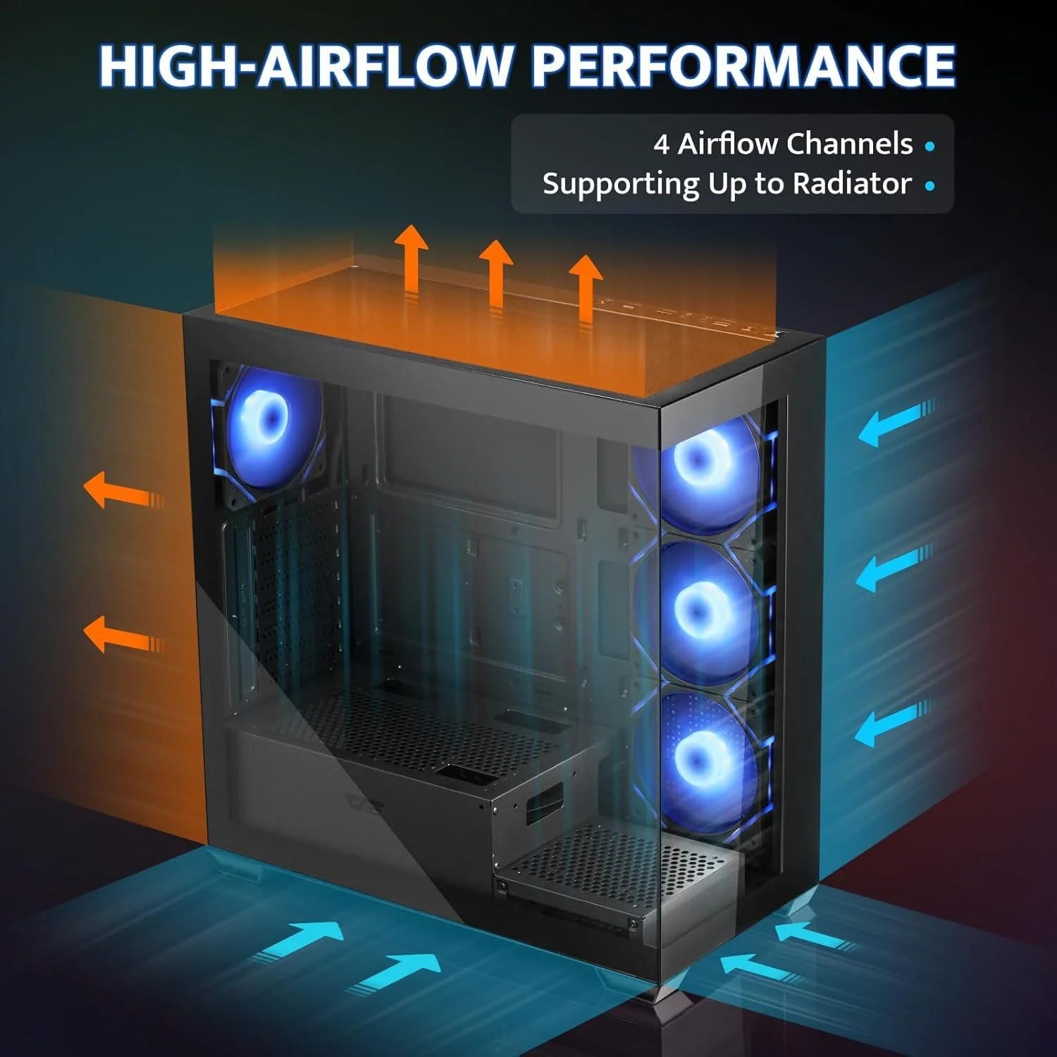 Darkflash ds900 atx mid-tower case with 6 fan argb for optimal cooling - case