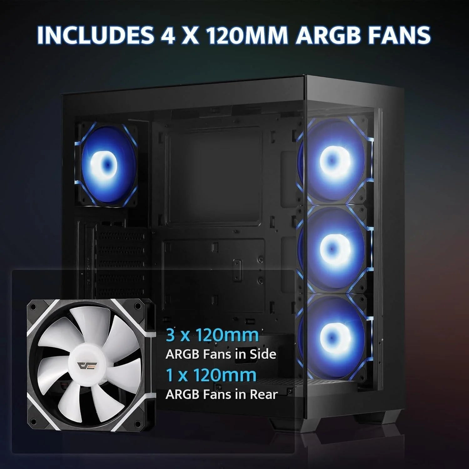 Darkflash ds900 atx mid-tower case with 6 fan argb for optimal cooling - case