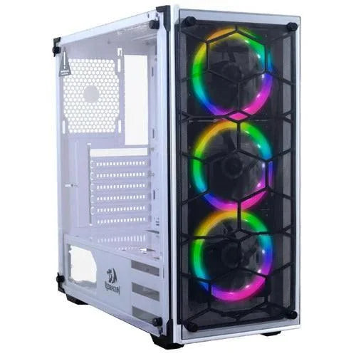 Redragon wheel jack gc-606 game case with 3 rgb fans - white gaming enclosure