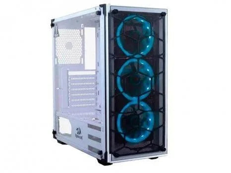 Redragon wheel jack gc-606 game case with 3 rgb fans - white gaming enclosure