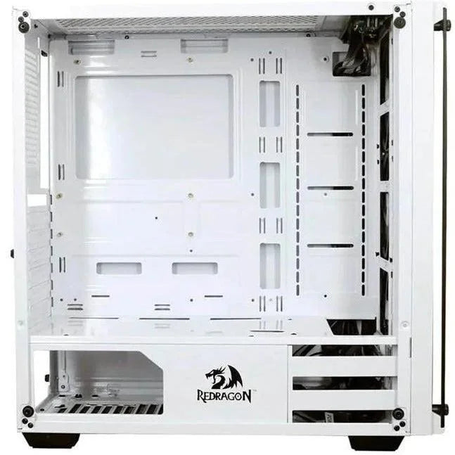 Redragon wheel jack gc-606 game case with 3 rgb fans - white gaming enclosure