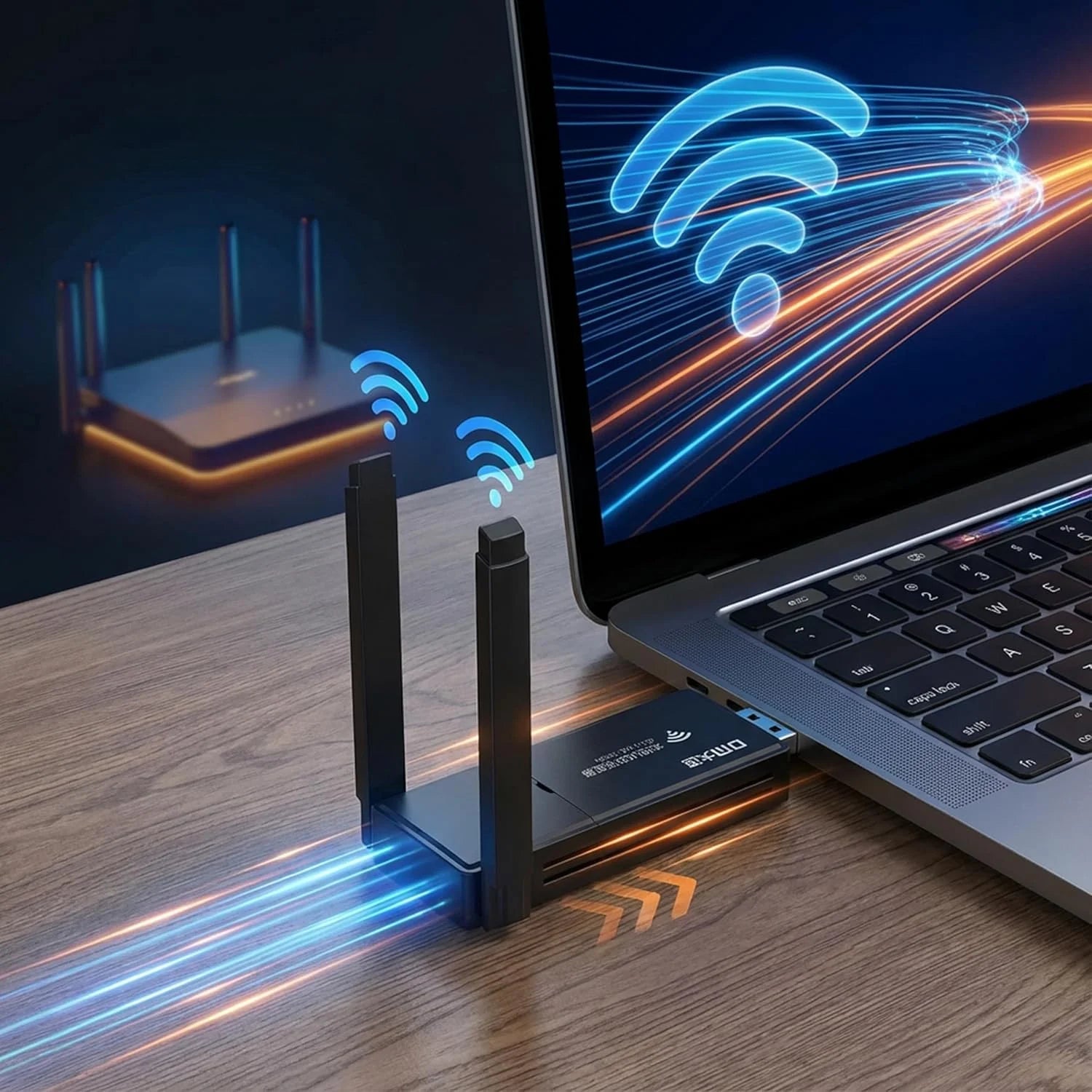 Wifi adapter dm ad085 usb 2.0 high speed 1300mbps wireless adapter for pc laptop - dual band 2.4/5.8ghz - external