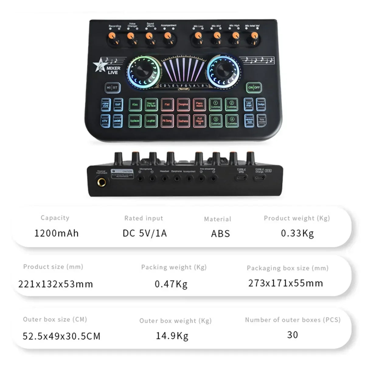 X3 live voice mixer audio interface console live microphone sound card for recording streaming smartphone black