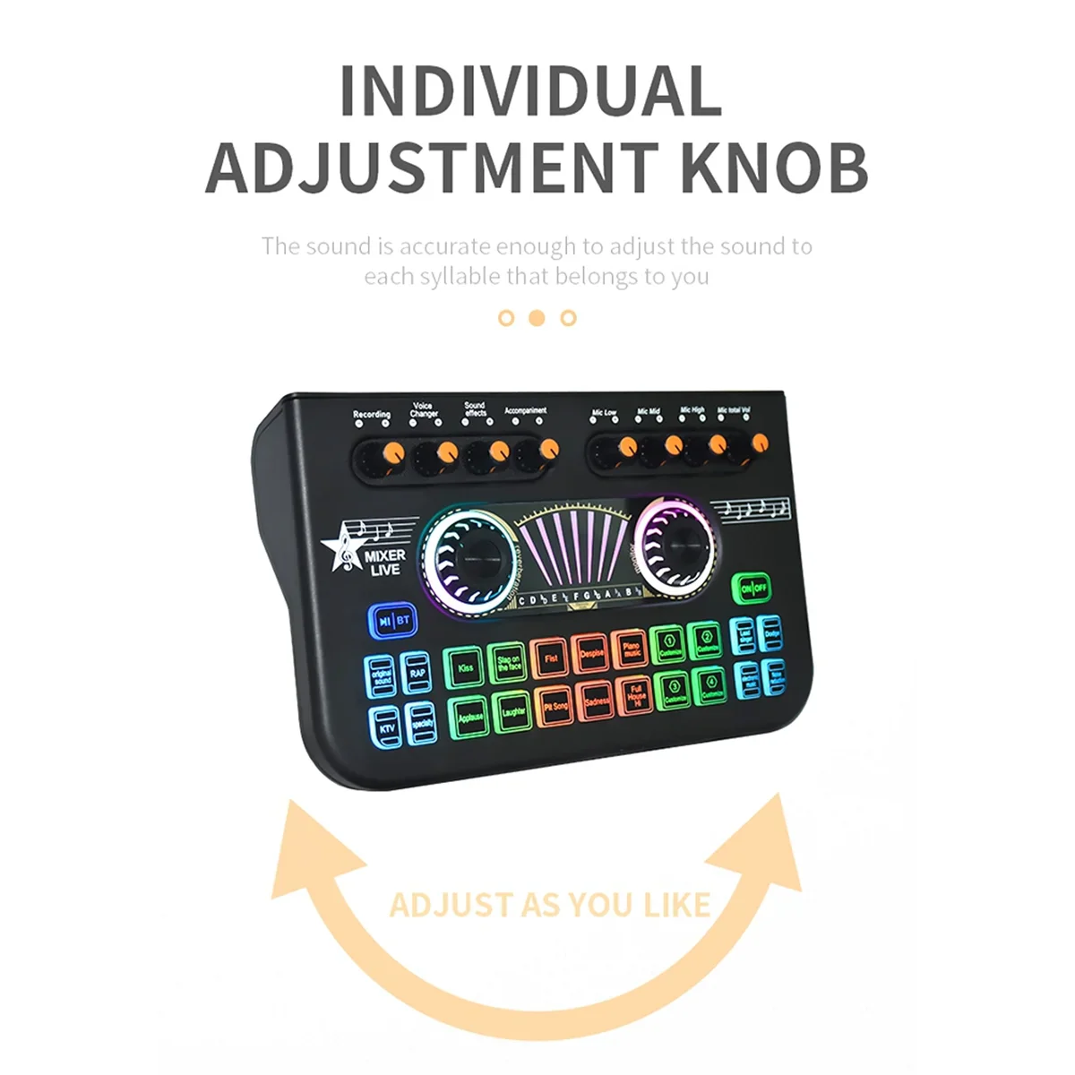 X3 Live Voice Mixer Audio Interface Console Live Microphone Sound Card for Recording Streaming Smartphone Black