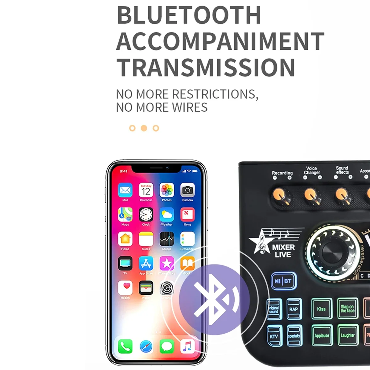 X3 Live Voice Mixer Audio Interface Console Live Microphone Sound Card for Recording Streaming Smartphone Black